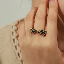 Inlaid Zircon Oil Drip Open Ring Gold 7 Rings