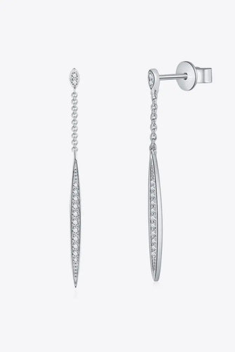 Elegant Moissanite 925 Sterling Silver Drop Earrings Silver One Size Earrings