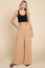 Beige culture code full size high waist wide-leg cargo pants with buttoned front pockets and relaxed flowing fabric