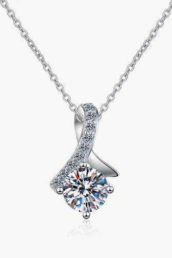 Unique and Chic Moissanite Pendant Necklace Silver One Size Necklaces