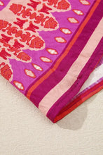 Boho Floral Short Sleeve Tie Neck Mini Dress Woman Casual Dress