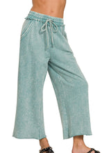 Zenana Washed French Terry Palazzo With Pockets