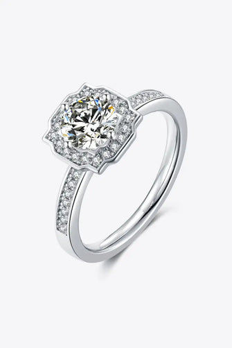 1 Carat Moissanite 925 Sterling Silver Halo Ring Silver Rings