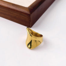 18K Gold-Plated Geometric Wide Band Ring