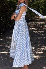 Striped Square Neck Wide Strap Dress Woman Maxi Dress