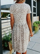 Leopard Round Neck Short Sleeve Mini Tee Dress Casual Dresses