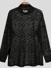 Men's Zebra Print Mock Neck Long Sleeve Mesh Top