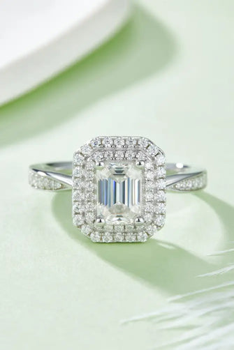 Adored 1 Carat Moissanite 925 Sterling Silver Side Stone Ring Silver Rings