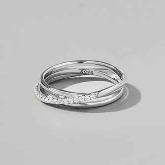 Inlaid Zircon 925 Sterling Silver Ring Silver