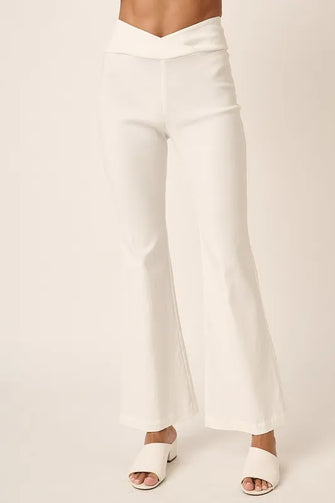 Mittoshop Surplice V Waist Flare Pants Ivory