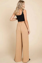 Beige culture code full size high waist wide-leg cargo pants with soft flowing fabric and elastic waistband