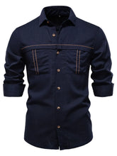 Men's Button Down Collared Neck Shirt Dark Navy