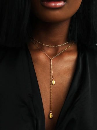 18K Gold-Plated Layered Y-Shape Chain Pendant Necklace Gold One Size