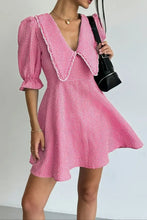 Gingham Puff Sleeve Mini Dress Woman Casual Dress