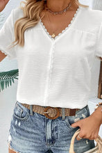 Perfee Textured Lace Trim Tee Shirt Woman T Shirts