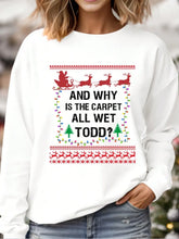 Graphic Round Neck Long Sleeve Sweatshirt White Woman Sweatshirts