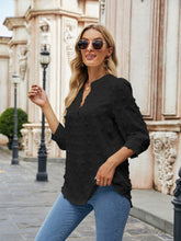 Swiss Dot Notched Neck Blouse Woman Blouses