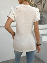 Hollow Out Waffle Knit Short Sleeve T-Shirt