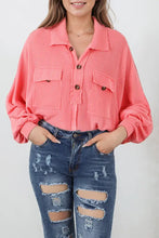 Buttoned Collared Neck Long Sleeve Top Woman Blouses