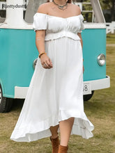 Plus Size Ruffled Hem Off-Shoulder Dress Casual Dresses