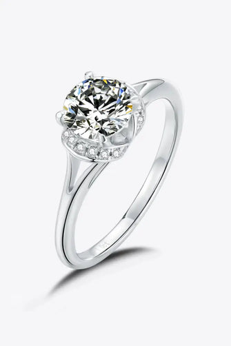 1 Carat Moissanite 925 Sterling Silver Split Shank Ring Silver Rings