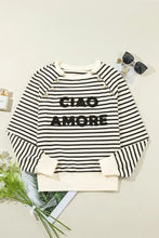 Decorative Button Striped Long Sleeve Sweatshirt Woman Sweatshirts