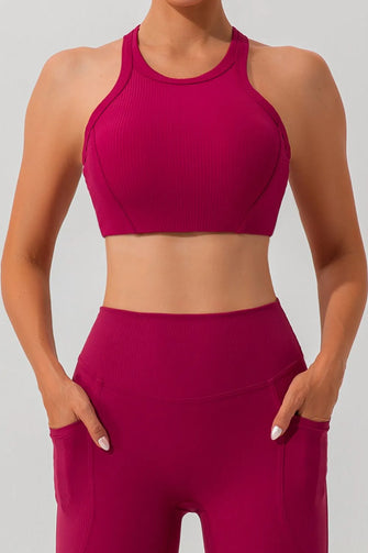 Round Neck Racerback Active Tank Hot Pink