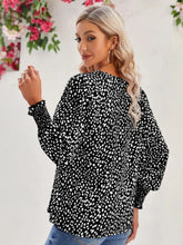 Printed V-Neck Lantern Sleeve Blouse Woman Blouses