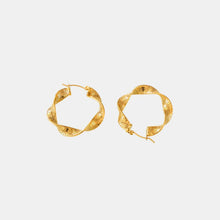 Titanium Steel Twisted Earrings Gold One Size