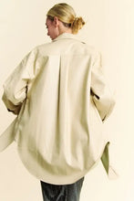 Davi & Dani Faux Leather Button Up Jacket with Chest Pockets Woman Outerwear
