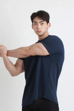 Men's Plus Size Round Neck Short Sleeve T-Shirt Navy Mens Tops