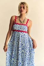 Davi & Dani Geo 2 Tone Printed Wavi Trim Tiered Maxi Dress Casual Dresses