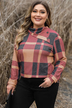 Plus Size Plaid Cowl Neck Long Sleeve Sweatshirt Woman Sweatshirts