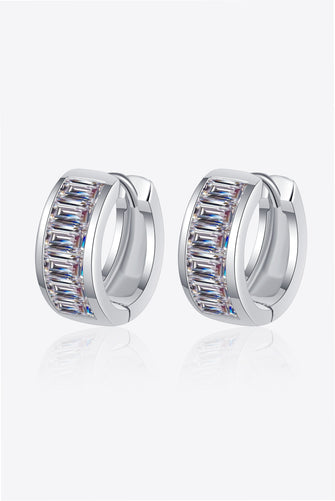 1.8 Carat Moissanite 925 Sterling Silver Huggie Earrings Silver One Size