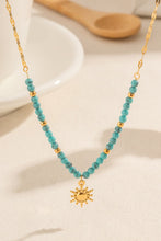 Turquoise Beaded 18K Gold-Plated Sun Shape Pendant Necklace Gold One Size