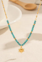 Turquoise Beaded 18K Gold-Plated Sun Shape Pendant Necklace Gold One Size Necklaces