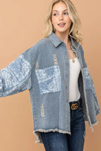 And The Why Full Size Paisley Print Quilted Sleeves Denim Jacket Woman Outerwear