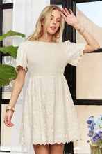 ADORA Rround Neck Crinkle Babydoll Dress Casual Dresses