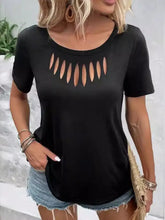 Hollow Out Neckline Short Sleeve T-Shirt Woman T Shirts