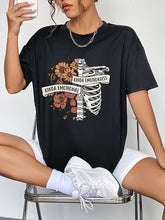 Round Neck Short Sleeve Graphic T-Shirt Black