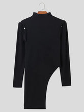 Men's Asymmetrical Mock Neck Cold Shoulder Top