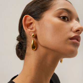 Stainless Steel Teardrop Dangle Earrings Gold One Size Fashion Jewelry