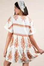 VERY J Printed V-Neck Woven Mini Dress Casual Dresses
