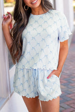 Printed Round Neck Top and Shorts Two-Piece Lounge Set