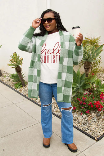 Simply Love Full Size HELLO CHRISTMAS Short Sleeve T-Shirt White