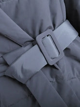 Puffer Long Sleeve Winter Coat with Belt Woman Outerwear