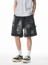 Men's Plus Size Distressed Cargo Denim Shorts