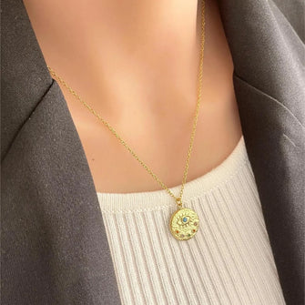 18K Gold-Plated Coin Pendant Necklace Gold One Size