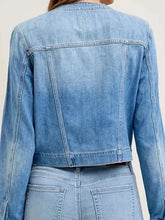 Snap Down Dropped Cargo Denim Jacket Woman Denim Tops