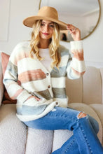 Haptics Full Size Button Down Stripe Soft Fuzzy Sweater Cardigan Casual Dresses